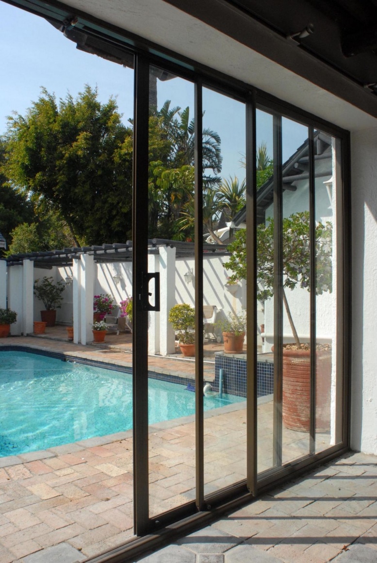 pool patio steel sliding doors