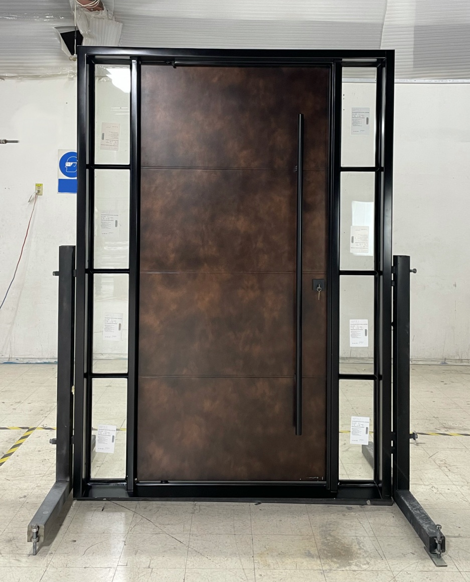 steel brown pivot door