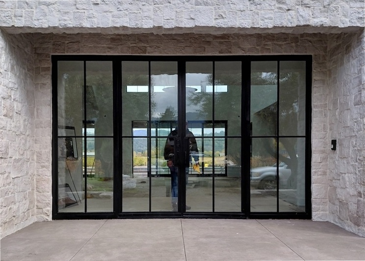 Steel french double door installed in Napa Valley CA