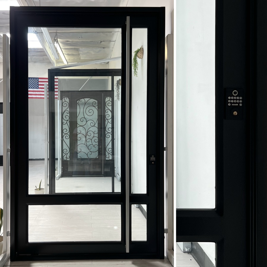 security door made of steel and glass