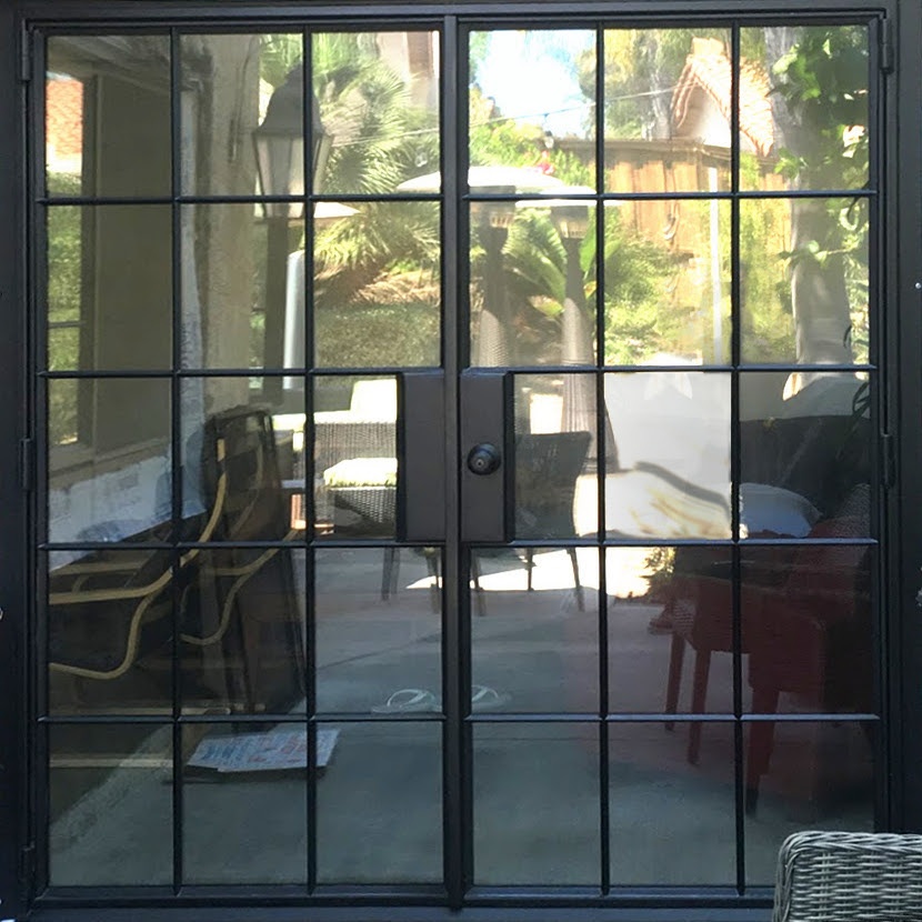 Steel French Door Dual pane glass with low profile lines in Carmel Valley CA